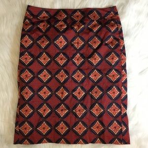 SALE! Ann Taylor Red Blue Gold Print Skirt Size 0